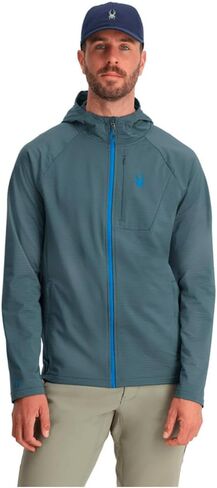 Spyder Men's Gridweb Hooded Zip Fleece Ski Base Layer Jacket in Saudi Arabia