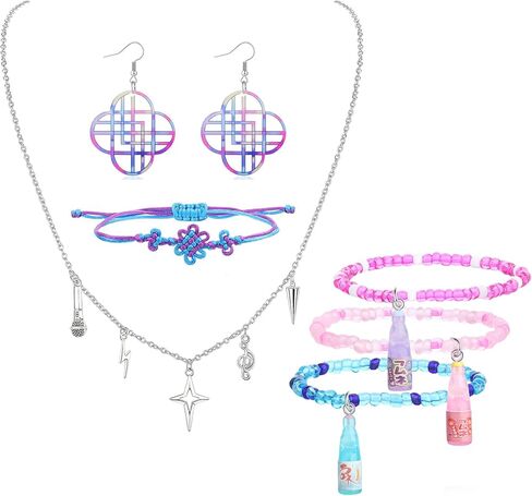Phrantuchio 6 قطع Kpop Merch مجوهرات عقدة أساور الصداقة أقراط قلادة مجموعة أزياء الزي إكسسوارات هدايا in Saudi Arabia