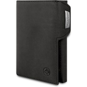 Wolfstrøm Unisex Svente Leather Small Front Pocket RFID Wallet with Coin Pocket – Vintage Black in Saudi Arabia