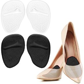 2 Pair Gel Cushion Insoles Adhesive Cushioning Insoles Sandals Flats Dress Shoes, 3/4 Gel Cushion Insoles for Women Non-Skidding Shoe Insoles for High Heels Sandals Flats Boots (Clear, Black) in Kuwait