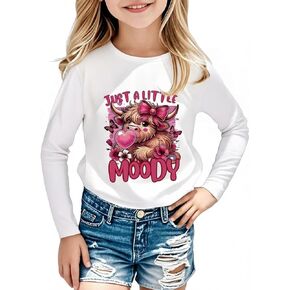 Girls Western Cow T-Shirts - Cute Cowgirl Outfits for Kids Short Sleeve Shirts Funny Tops Rodeo Graphic Summer Tee in Kuwait