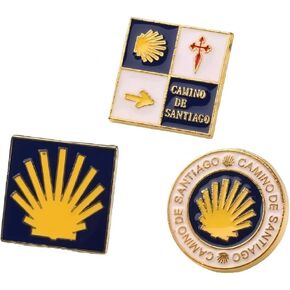 مجموعة دبابيس Camino de Santiago مكونة من 3، دبابيس طية صدر السترة مصنوعة من خليط معدني مع تصميمات على شكل صدفة وصليب وسهم، وشارات تذكارية معدنية لحقيبة الظهر أو السترة in Kuwait