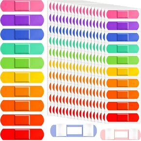 180 قطعة من ضمادات الأطفال السائبة، ضمادات لاصقة مرنة ملونة للأطفال 10 ألوان نيون مقاومة للماء وقابلة للتنفس لحماية الجروح والخدوش للأطفال الصغار، 2.83 بوصة × 0.75 بوصة in Kuwait