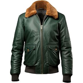 سترة ويلوم للرجال من جلد الغنم الأصلي باللون الأخضر الزيتوني شيربا شيرلينغ من الفرو الصناعي سترة جلدية ناعمة الطيار in Kuwait