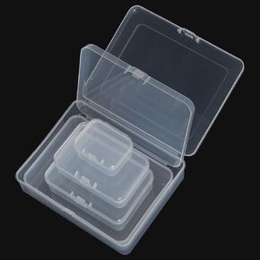 5Pcs Mixed Sizes Clear Plastic Jewelry Storage Boxes - Rectangular Mini Containers with Hinged Lids, Ideal for Beads, Jewelry, Small Items & Art Craft Projects in Kuwait