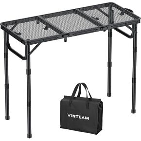 طاولة قابلة للطي التخييم مع ارتفاع قابل للتعديل ، طاولة نزهة خفيفة الوزن في الهواء الطلق ، طاولة جانب شواء شواء ، إطار من الألومنيوم متين ، سطح مكتب MDF للتخييم ، صيد الأسماك ، RV ، الشاطئ (الأسود) in Kuwait