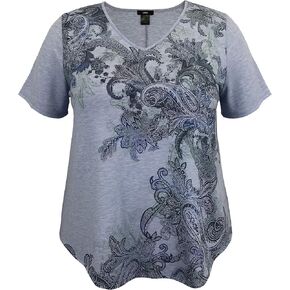 LEEBE WOMENS و PLES SIZE Short Sleeve Print Top II (Small-5x) in Kuwait