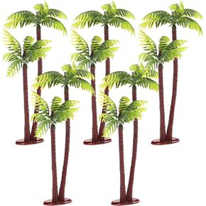 5pcs Miniature Palm Tree Figurines - Artificial Coconut Tree Green Plastic Fake Palm for Tropical Diorama, Fairy Garden Decor, Cake Topper Decoration & Hawaii Indoor/Outdoor Banquet Ornament in Kuwait