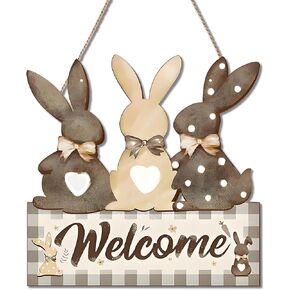 عيد الفصح زينة الباب علامة، خشبية لطيف الأرنب ترحيب عيد الفصح باب شماعات عيد الفصح باب إكليل شنقا زخرفة لوحة أرنب علامة للمزرعة المنزل الباب الأمامي الشرفة جدار نافذة حديقة ديكور الربيع in Kuwait