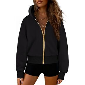 IWD Zip Up Hoodie for Women Fleece Cropped Oversized Sweatshirts Long Sleeve Casual Jackets Winter Outfits 2025 in Saudi Arabia