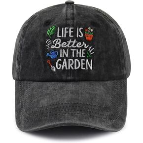 قبعة MANMESH HATT Life is Better in The Garden للنساء، قبعة بيسبول مطرزة بالقطن المضحك in Saudi Arabia