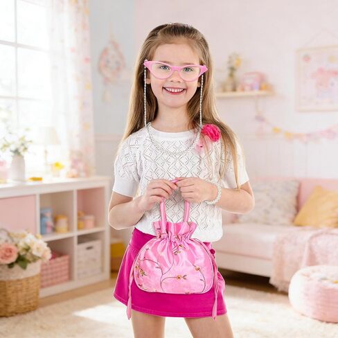 Orgoue Old Lady Costume Accessories, Granny Costume Glasses with Chain Handbag Necklace for Girl Women 100th Day of School in Saudi Arabia