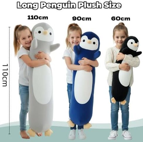 Somao Penguin Plush Pillow - 23.6 Inch Long Stuffed Animal, Ultra Soft Cuddle Pillow for Kids & Adults, Huggable Penguin Toy Gift for Birthday, Christmas, Valentine's Day (Black) in Saudi Arabia