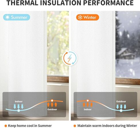 MIULEE White Thermal Insulated Curtains 84 Inches Long 2 Panels Set for Summer Heat Blocking Non See Through Privacy Thick Semi Sheer Light Filtering Back Tab Window Drapes for Bedroom Living Room in Saudi Arabia