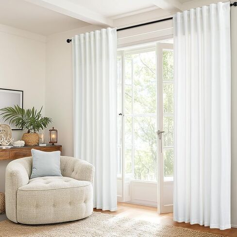 MIULEE White Thermal Insulated Curtains 84 Inches Long 2 Panels Set for Summer Heat Blocking Non See Through Privacy Thick Semi Sheer Light Filtering Back Tab Window Drapes for Bedroom Living Room in Saudi Arabia