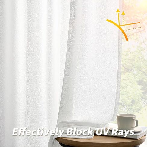 MIULEE White Thermal Insulated Curtains 84 Inches Long 2 Panels Set for Summer Heat Blocking Non See Through Privacy Thick Semi Sheer Light Filtering Back Tab Window Drapes for Bedroom Living Room in Saudi Arabia