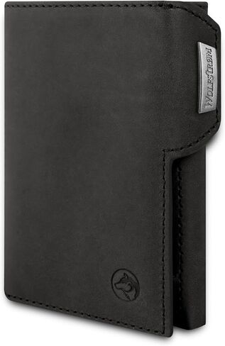 Wolfstrøm Unisex Svente Leather Small Front Pocket RFID Wallet with Coin Pocket – Vintage Black in Saudi Arabia