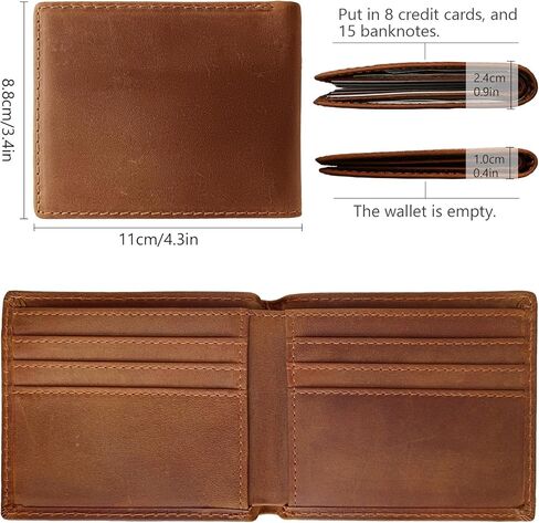 LnxLtw Men's Slim RFID Blocking Wallet - Classic Brown Full Grain Leather Bifold (6 Cards Slots, 2 Cash Compartments) Compact Front Pocket Design with Gift Box (4.3"x3.4"x0.4") in Saudi Arabia