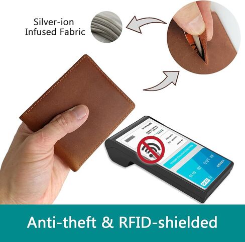LnxLtw Men's Slim RFID Blocking Wallet - Classic Brown Full Grain Leather Bifold (6 Cards Slots, 2 Cash Compartments) Compact Front Pocket Design with Gift Box (4.3"x3.4"x0.4") in Saudi Arabia