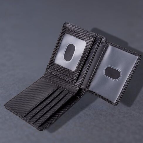 محفظة KALY LOR للرجال ثنائية الطي، مصنوعة من جلد الألياف الدقيقة، وتتميز بدرع RFID وجيب أمامي مريح ونافذة لبطاقة الهوية. تأتي مع صندوق هدايا. in Saudi Arabia