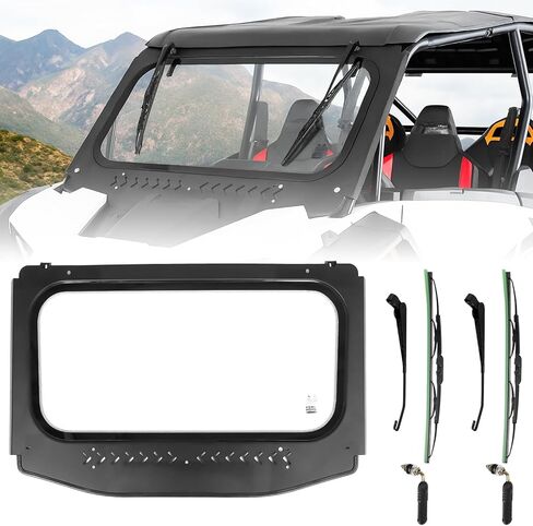 KEMIMOTO 2024+ XP 1000 Glass Windshield with 2 Manual Wipers Scratch Resistant, Compatible with Polaris RZR XP 1000 / 4 2024 2025, Vent Front Full Windshield High Sheerness Withstand Strong Winds in Saudi Arabia