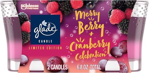 Glade Candle Jar, Air Freshener, 2in1, Merry Berry & Cranberry Celebration, 3.4 Oz, 2 Count in Saudi Arabia
