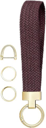 Stretchy Wristlet Keychain with D-Buckle, keychain wrislet Green Braided Wrist Strap Lanyard, Gold Hardware in Saudi Arabia