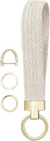 Stretchy Wristlet Keychain with D-Buckle, keychain wrislet Green Braided Wrist Strap Lanyard, Gold Hardware in Saudi Arabia