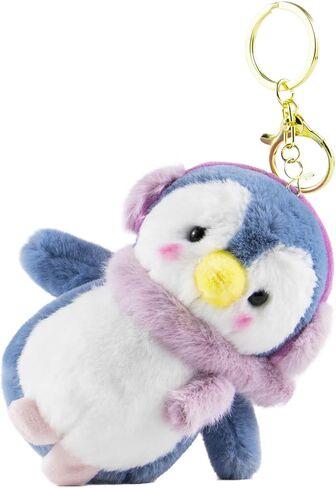 WANXINZHIQU Cute Penguin Keychain Soft Fabric Bag Charm Animal Keyring Backpack Car Decor Gift for Women in Saudi Arabia