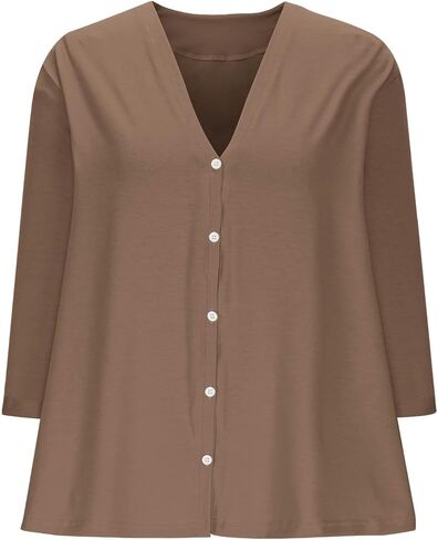 3/4 Sleeve Cardigan for Women Button Down Lightweight Cardigans Trendy Thin Soft V Neck Casual Summer Fall Duster in Saudi Arabia