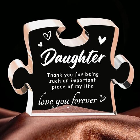 Daughter Gifts from Mom - Engraved Acrylic Block Puzzle, Best Daughter Gifts, Mothers Day Wedding Graduation Christmas Birthday Present, Desktop Decoration in Saudi Arabia