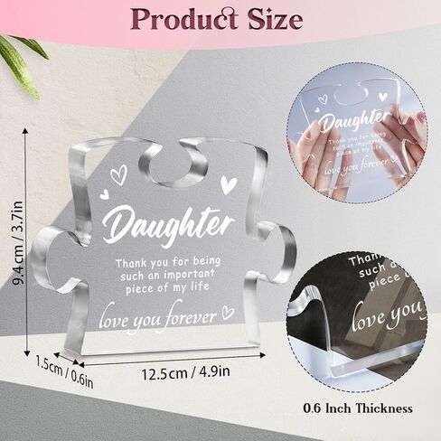 Daughter Gifts from Mom - Engraved Acrylic Block Puzzle, Best Daughter Gifts, Mothers Day Wedding Graduation Christmas Birthday Present, Desktop Decoration in Saudi Arabia
