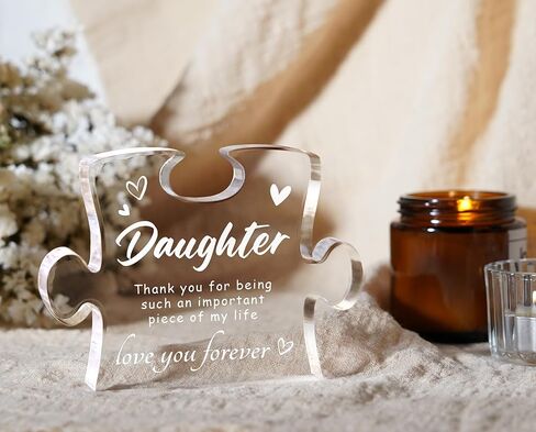 Daughter Gifts from Mom - Engraved Acrylic Block Puzzle, Best Daughter Gifts, Mothers Day Wedding Graduation Christmas Birthday Present, Desktop Decoration in Saudi Arabia