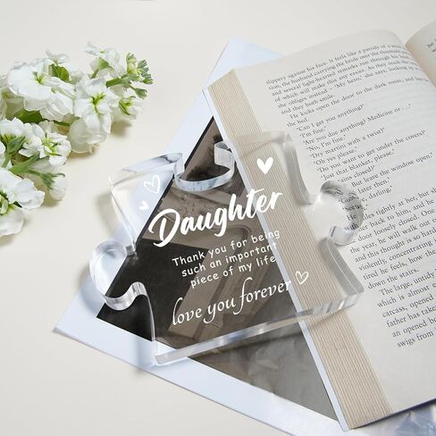 Daughter Gifts from Mom - Engraved Acrylic Block Puzzle, Best Daughter Gifts, Mothers Day Wedding Graduation Christmas Birthday Present, Desktop Decoration in Saudi Arabia