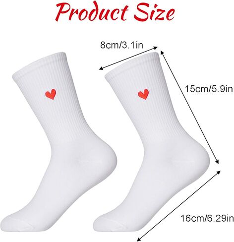Haakong 2 Pairs Heart Socks for Women Teens Valentines Ankle Socks Fun Red Heart Pattern Long Crew Novelty Sock in Saudi Arabia