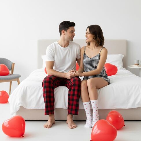 Haakong 2 Pairs Heart Socks for Women Teens Valentines Ankle Socks Fun Red Heart Pattern Long Crew Novelty Sock in Saudi Arabia
