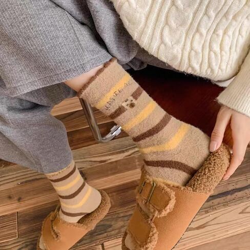 4Pairs Thermal Capybara Socks Women Coral Velvet Winter Warm Thick Plush Sleep Floor Sock Fluffy Cartoon Stockings in Saudi Arabia