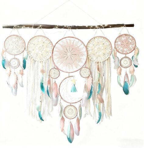 Natural Crystal Dream Catcher Traditionally Handmade Feather Large Dreamy Dream Catcher for Decoration Wall Hanging Home Decoration for Rooms and Living Rooms in Saudi Arabia