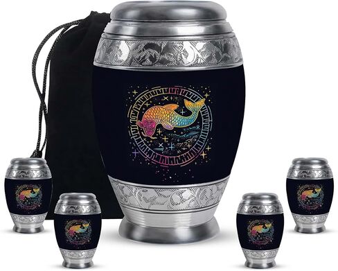 LEXFAY Fish - Urns for Ashes Small - Large Urns for Ashes Adult Female - Combo 1 Large & 4 Small - Cremation Urns for Ashes for Men - Urn for Adult Ashes - Cremation Urns for Human Ashes in Saudi Arabia