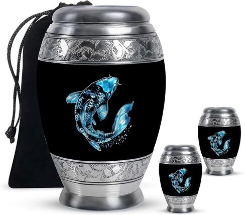 LEXFAY Fish - Urns for Ashes Small - Large Urns for Ashes Adult Female - Combo 1 Large & 4 Small - Cremation Urns for Ashes for Men - Urn for Adult Ashes - Cremation Urns for Human Ashes in Saudi Arabia