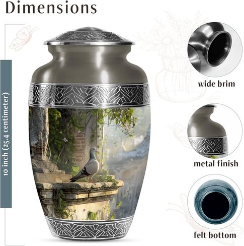 SUBSH Dove Brown Urn for Ashes - Large Cremation Urn for Adult Ashes - Memorial Funeral Urn - Elegant Urn with Dove Design - Decorative Urn for Ashes, Urn for Ashes for Female, Memorial Urns in Saudi Arabia