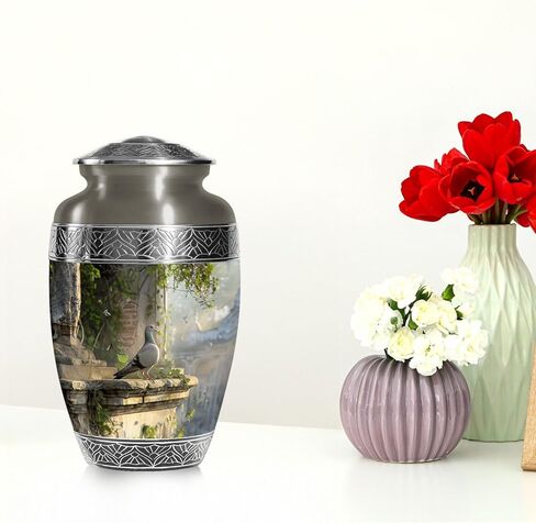SUBSH Dove Brown Urn for Ashes - Large Cremation Urn for Adult Ashes - Memorial Funeral Urn - Elegant Urn with Dove Design - Decorative Urn for Ashes, Urn for Ashes for Female, Memorial Urns in Saudi Arabia