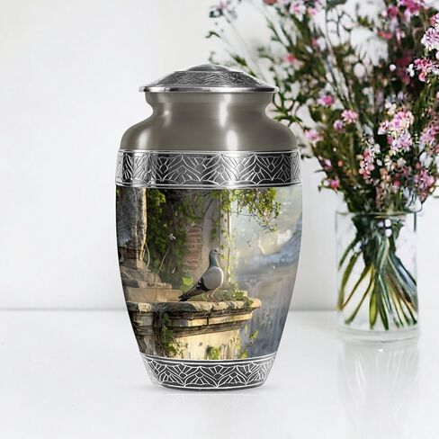 SUBSH Dove Brown Urn for Ashes - Large Cremation Urn for Adult Ashes - Memorial Funeral Urn - Elegant Urn with Dove Design - Decorative Urn for Ashes, Urn for Ashes for Female, Memorial Urns in Saudi Arabia