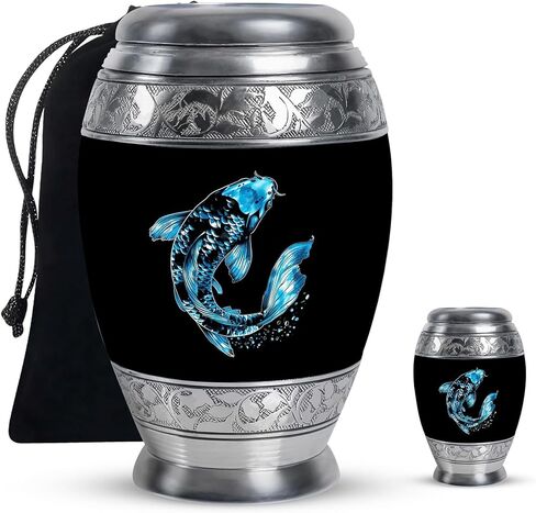 LEXFAY Fish - Urns for Ashes Small - Large Urns for Ashes Adult Female - Combo 1 Large & 4 Small - Cremation Urns for Ashes for Men - Urn for Adult Ashes - Cremation Urns for Human Ashes in Saudi Arabia