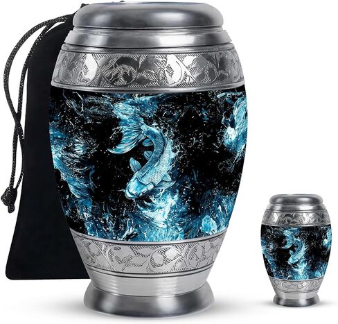 LEXFAY Fish - Urns for Ashes Small - Large Urns for Ashes Adult Female - Combo 1 Large & 4 Small - Cremation Urns for Ashes for Men - Urn for Adult Ashes - Cremation Urns for Human Ashes in Saudi Arabia
