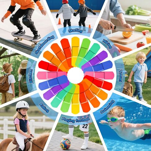 180 قطعة من ضمادات الأطفال السائبة، ضمادات لاصقة مرنة ملونة للأطفال 10 ألوان نيون مقاومة للماء وقابلة للتنفس لحماية الجروح والخدوش للأطفال الصغار، 2.83 بوصة × 0.75 بوصة in Kuwait