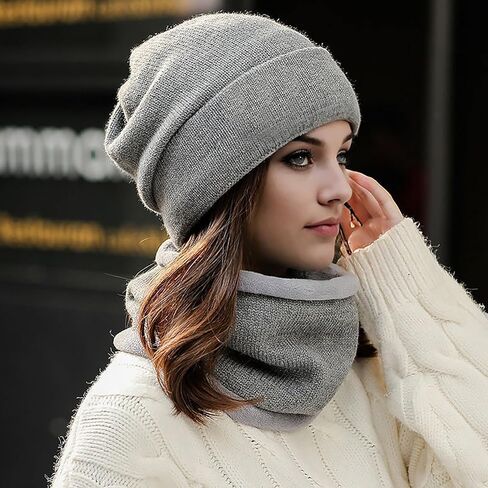 Comfortable Winter Knitted Beanie with Ear Protection - 2-Pack Warm Set - Winter Fashion in Saudi Arabia