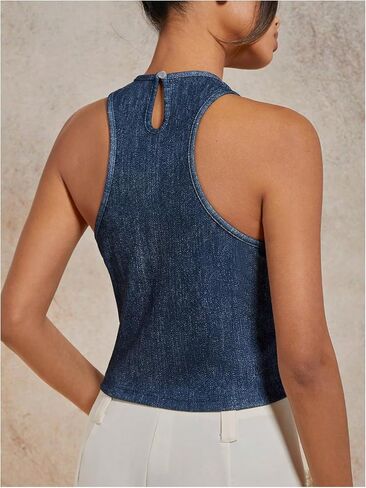 SOLY HUX Women's Summer Tank Tops Mock Neck Sleeveless Asymmetrical Hem Casual Going Out Top in Saudi Arabia