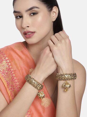 سوار Aheli Cream الهندي التقليدي Kada Bangle مع هدية مجوهرات خطوبة الزفاف المعلقة للنساء in Saudi Arabia