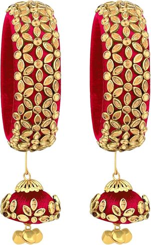 سوار Aheli Cream الهندي التقليدي Kada Bangle مع هدية مجوهرات خطوبة الزفاف المعلقة للنساء in Saudi Arabia